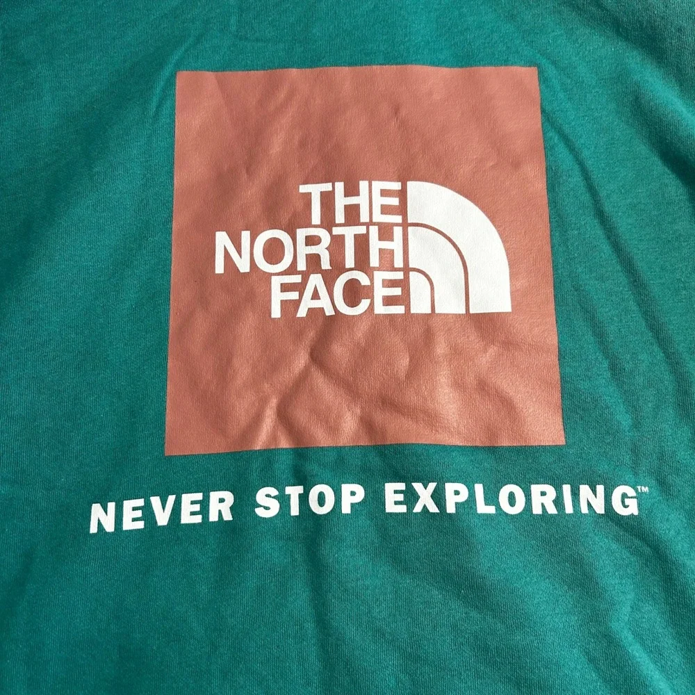 The North Face Mens Medium Box NSE Hoodie Pacific Teal Green Graphic Pullover
